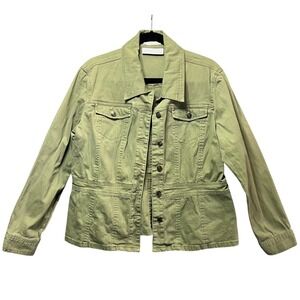Y2K First Issue Liz Claiborne Olive‎ Green Utility Jacket Women's Large Stretch